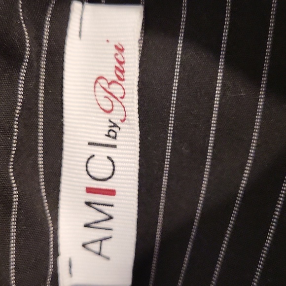 Italian Black Pinstripe Oversized Shirt Dress By Amici For Baci - Picture 5 of 7